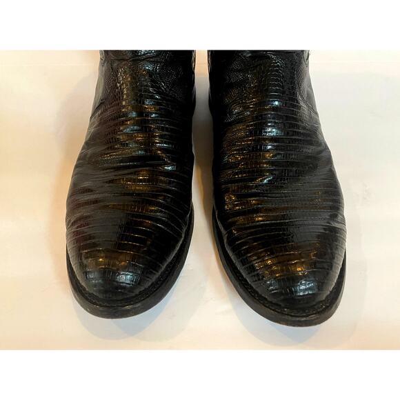 Justin Black EXOTIC Leather Cowboy Boots, Lizard Skin Size 9D Style 3112 - Picture 3 of 5